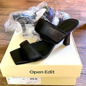 NIB Open Edit Black Adjustable Heels - Size 7